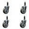 Service Caster 4'' Gray Poly Wheel Swivel 1'' Expanding Stem Caster Set, 4PK SCC-EX20S414-PPUB-1-4 - alternate 1